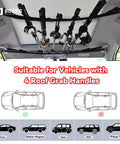 Car Roof Fishing Rod Carrier Rack Holds Up To Five Poles, Adjustable 31.5 To 59 Inches, No Drill Mount On Four Grab Handles, Easy Install display