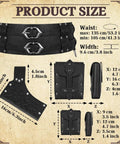 Product size details for Medieval Wide Belt Set With Leather Belt Large And Small Waist Pouches And Leather Sword Frog For LARP And Halloween Costumes Totally Ready Viking Or Knight All In One Accessory Kit Black Edition.