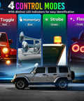 8 Gang Wireless Switch Panel For Off Road Trucks No Drill Slim Design With 4 RGB Control Modes: Toggle, Momentary, Strobe, Flash.