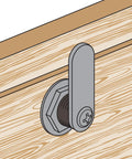 Drawer And Cabinet Lock With Diecast Housing In Classic Bronze Finish Keeps Your Stuff Safe While Securing Drawers And Cabinets installed view
