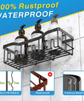 5-Piece Rustproof Stainless Steel Shower Caddy Set No Drill Adhesive Bathroom Organizer on tiled wall with bottles
