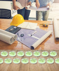 15 Pack 32mm Round for spirit Level for acrylic Bubble Gauge Precision displayed on a workspace with blueprints and tools.