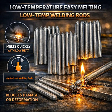 Low Temperature Welding Rod Set 12 Pieces Easy Melt For Quick Fixes, rods melting with a flame for metal repair.