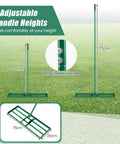 30 By 10 Inch Lawn Leveling Rake For Soil Sand Dirt Beefed Up Heavy Duty Ground Leveler with adjustable handle heights shown.