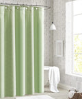 Sage Green Cloth Shower Curtain Liner With 2 Magnets, Textured Polyester For Spa Like Feel in stylish bathroom setting, 72x84 inch.