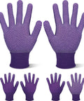 Two Pairs Of Quilting Gloves With PVC Anti Slip Dots In Purple For Free Motion Sewing Gardening And Outdoor Work Cut Resistant Berry Picking And Craft Projects One Size Fits Most