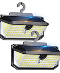 Solar Fence Lights With 526 LEDs, Motion Sensor, 270 Degree Wide Angle, 3 Modes, Remote Control, Hook Mount in Pack of 2
