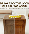 Let Go Of Dust And Grime With These Multi Purpose Wood Cleaning Wipes That Pack A Light Lemon Punch And Make Your Furniture Shine Without Any Extra Hustle on a wooden cabinet.