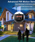 Two Pack Motion Sensor Outdoor Wall Lights With Dusk To Dawn Led Exterior Fixtures Anti Rust Waterproof Black Porch Sconce For Front Porch Garage And Patio Three Lighting Modes High Low Manual Energy Saving illuminating house exterior at night with family outdoors.