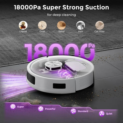Robot Vacuum And Mop Combo With Bagless Self Emptying Station 18000Pa Suction LiDAR Mapping on carpet and hard floor