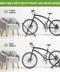 Adjustable Bike Storage Stand For Indoor And Outdoor Use Beefy Yet Lightweight Floor Parking Rack That Holds Mountain And Road Bikes Securely Steady Wheel Holder Easy Assembly For Apartment Garage Or Home Cycling Setup with bike in rack showing front and rear wheel compatibility