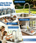 Kick Up Your Kitchen Vibes With This Top Tier Stainless Steel Faucet Boasting A Smooth Pull Down Sprayer That Delivers Zero Drip Action And Hassle Free Spray Modes Straight To Your Sink Setup with family using in kitchen.