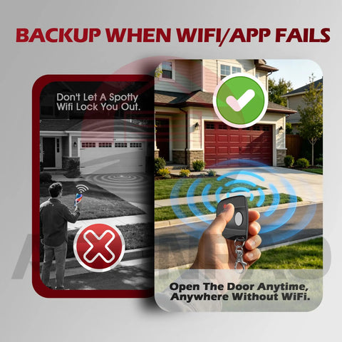 Two Pack Universal MultiCode Gate Opener Remote 3089 308911 MCS308911 for garage doors, backup when WiFi app fails illustration