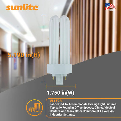 Compact Fluorescent Plug In Tube Light 26W 1800 Lumens 4 Pin GX24q3 Base Neutral White 3500K 10 Pack Energy Efficient