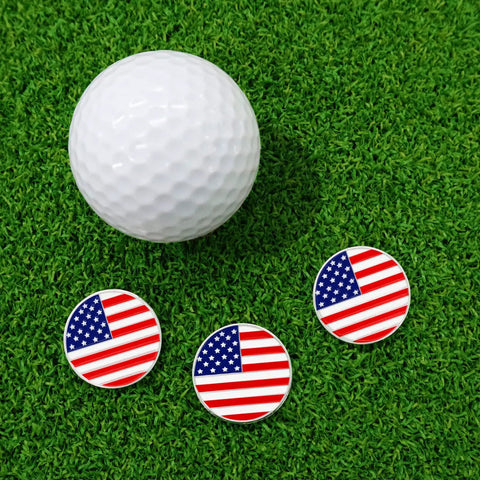 Golf Ball Markers With Hat Clip Set, Dope Assorted Pattern Markers And American Flag Design, Durable Iron Divot Tools On Grass