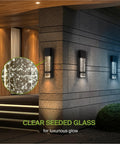 Bubble Glass LED Outdoor Wall Light Sconce 13 Inch, 12W 500LM, 120V, Dimmable, 3CCT 3000K 4000K 5000K, Waterproof, ETL Listed Exterior Flush Mount Black, 2 Pack on modern building