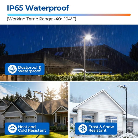 Heavy Duty 400W LED Parking Lot Light Shoebox Style With Dusk To Dawn Sensor demonstrating IP65 waterproof capability.