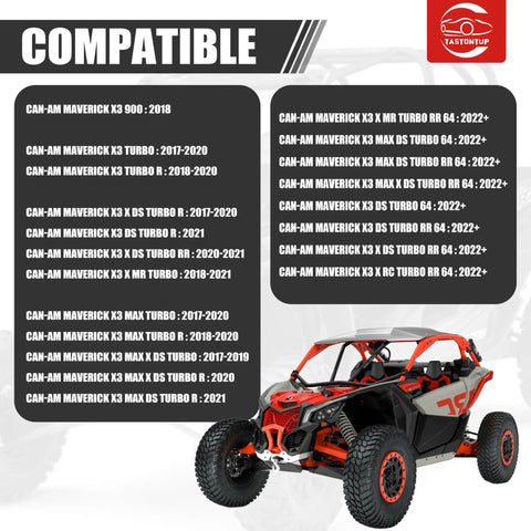 64 Inch Maverick X3 Rear Radius Rods Beefed Up Upgrade Kit Heavy Duty Red Steel Straight Arms For Maximum Ground Clearance And Stability Bolt On Fit For 2017 To 2023 X3 Turbo Turbo R RR MAX 6 Piece Set compatibility chart for Can-Am Maverick X3 models