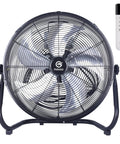 18 Inch High Velocity Floor Fan With Remote Control, 8 Speeds, Quiet BLDC Motor, Tilt Head, Metal Housing, 4000 CFM