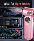 Powerful Cordless Air Duster In Pink With Rechargeable 8000mAh Battery And Adjustable Speed LED Light 150000 RPM