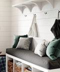 Solid As A Rock Cast Iron Twist Wall Hook Heavy Duty Single Arm Screw Mount With Matching Screws in rustic entryway setting.