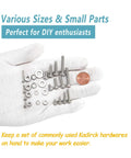 Hand holding 304 Stainless Steel Heavy Duty Screw Set With 920 Pieces Assorted Machine Screws And Nuts And Washers Kit From Kadrick.