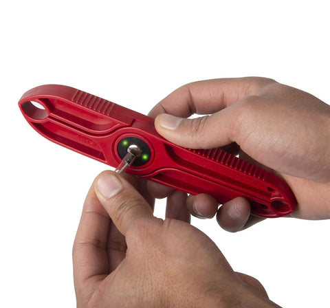 Insulated Fuse Puller And Continuity Tester Red With LED Indicator Green Light When Fuse Is Good Built Tough Plastic Fits 0 To 200A Or 0 To 100A/600V Cartridge Fuses Class CC G H J K R T 3/8 To 1 1/8 Inch Diameter Safe Removal