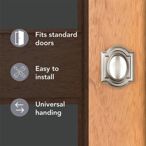 Keyed Entry Door Knob With SmartKey Rekey Tech And Microban Protection In Satin Nickel, DIY Friendly Install On Standard Doors