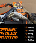 Mini Duct Tape To Go Travel Size 1 Inch By 10 Yards Black Pack Of 2 displayed with camping gear and tools