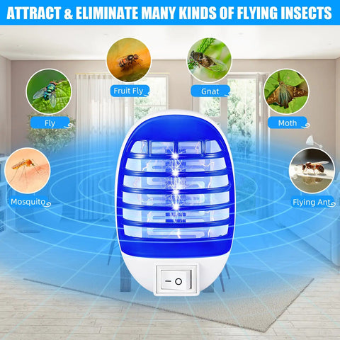 Plug In Indoor Bug Zapper With LED Light For Home Use, 360 Degree Mosquito And Fruit Fly Killer in living room