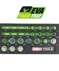 All In One Allen Socket Set 26 Piece For SAE And Metric Sizes displayed in EVA tray with clear size markings.