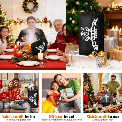 Family celebrating with Insulated Meat Resting Blanket For BBQ And Smoking Large 15 Inch Wide By 21 Inch High By 7 Inch Deep
