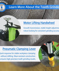 Heavy Duty Fully Automatic Circular Saw Blade Grinder For 100 To 800Mm Blades with motor lifting handwheel and pneumatic clamping lever.