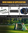 Adjustable Rope Hanger With Locking Ratchet Tie Down for Grow Lights and Ceiling Fixtures, showing tent setup