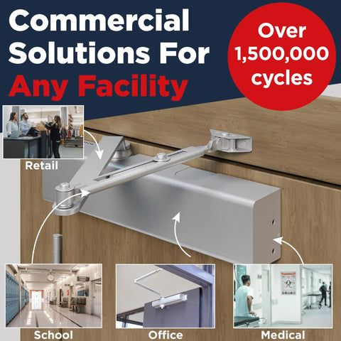 Heavy Duty Commercial Door Closer With Ada Grade One Certified Automatic Self Closing Design engineered for bustling high traffic spaces.
