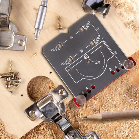 Rock Solid Woodworking Hole Saw Kit Set With Stainless Steel Drill Bits And Aluminum Alloy Body Designed For Cabinet Wardrobe Hinge Installation, 35mm jig