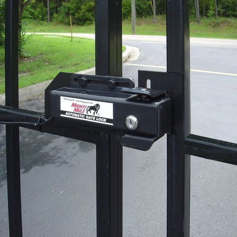 Automatic Gate Lock FM143 For Gate Openers, Heavy Duty Security Lock, Withstands Up To 2500 Lbs Of Force, Black Finish