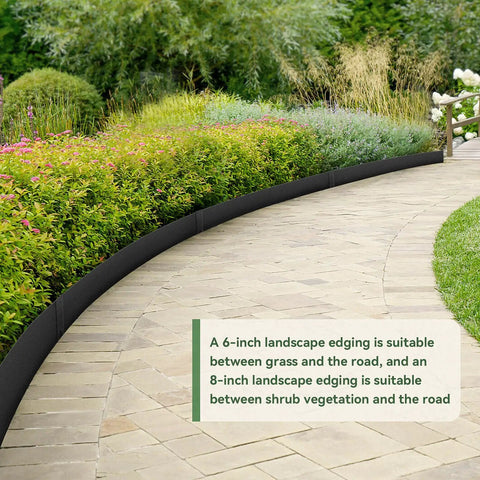 Heavy Duty Galvanized Steel Landscape Edging Kit With No Dig Hammer In Border System installed along a garden path