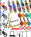 31 Piece Mini Finger Toys Set For Kids Boys Girls With 6 Finger Skateboards 4 Finger Bikes 2 Mini Scooters 4 Replacement Wheels 7 Tool Accessories