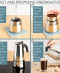 Stovetop Espresso Maker 9 Cup Moka Pot In Stainless Steel 450ml 15oz Easy Brew For Camping Or Home Use Italian Style Coffee Percolator