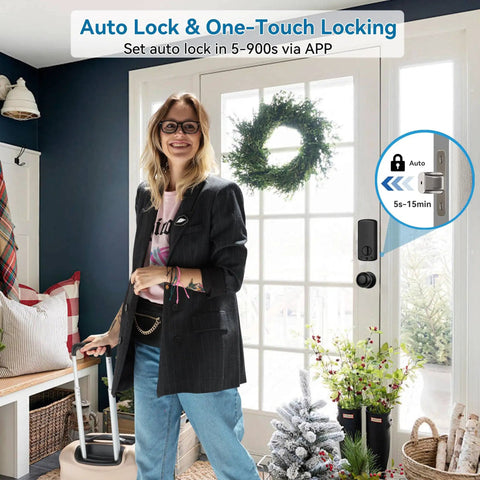 Slick Touch Fingerprint Smart Door Lock With Heavy Duty Handle Set For Front Doors Featuring No Hustle App Control Auto Lock And Killer Keypad Entry For Built Different Home Security