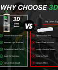 Comparison of 3D Glass Polish with other brand, highlighting cerium oxide-based formula for crystal-clear car windows restoration.