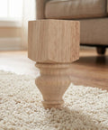 Round Wooden Furniture Legs Five Point Nine Inch Unfinished Shabby Chic French Style Replacement Legs close-up in living room