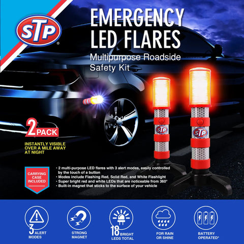 LED Road Flares For Vehicles With Three Alert Modes Flashing Red Solid Red And White Flashlight Highly Visible From A Mile