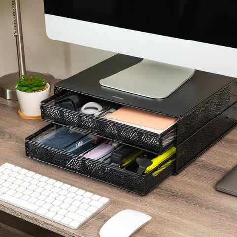 Two Drawer Coffee Pod Organizer With Removable Dividers Fits Up To 72 Pods Or Mix Of Pods And Office Essentials on desk
