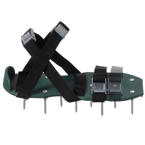 Lawn Aerator Spike Shoes With Three Metal Buckle Straps Green Spiked Sandals for Easy Soil Penetration and Healthier Lawns