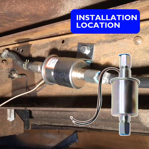 Inline 12 Volt Electric Fuel Pump For Carbureted Engines Low Pressure 5 to 9 PSI installed with 3/8 inch inlet/outlet