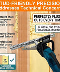 Rock Solid 1800W Foam Cutting Planer 27.5 Inch Insulation Trimmer cutting flush along a stud with foam insulation.