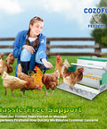 Backyard No Sweat Automatic Chicken Feeder With Forty Pound Capacity For Flocks Of Twelve Rat Proof Galvanized Steel in use outdoors.