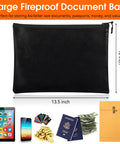 Heavy Duty Fireproof And Waterproof Document Money Bag With Zipper Pouch For Emergency Prep Keeps Cash And Important Papers Safe